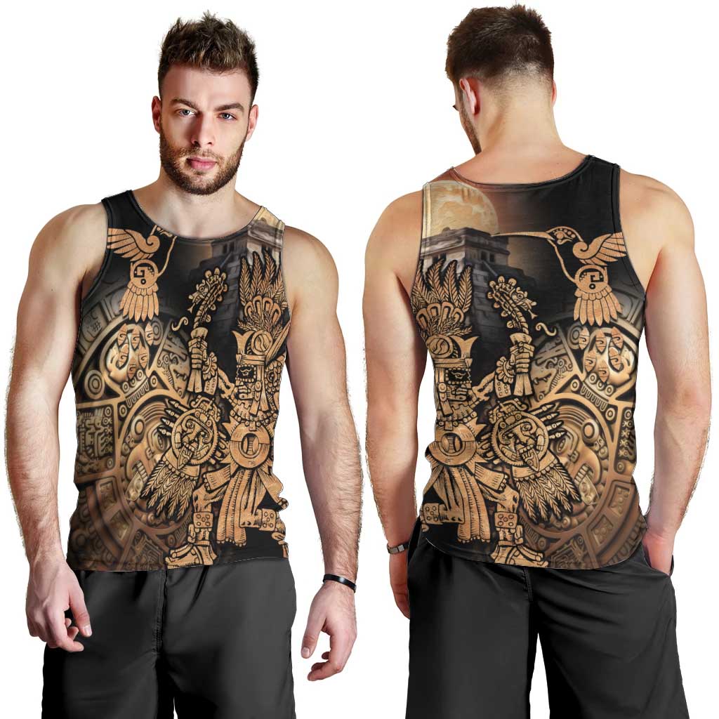 Mexico Warrior Men Tank Top Huitzilopochtli With Aztec Hummingbird - Wonder Print Shop