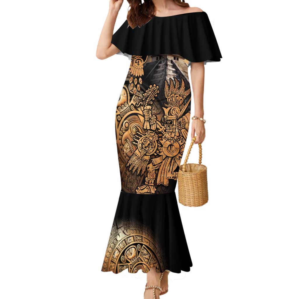Mexico Warrior Mermaid Dress Huitzilopochtli With Aztec Hummingbird - Wonder Print Shop