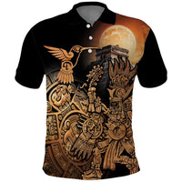 Mexico Warrior Polo Shirt Huitzilopochtli With Aztec Hummingbird - Wonder Print Shop