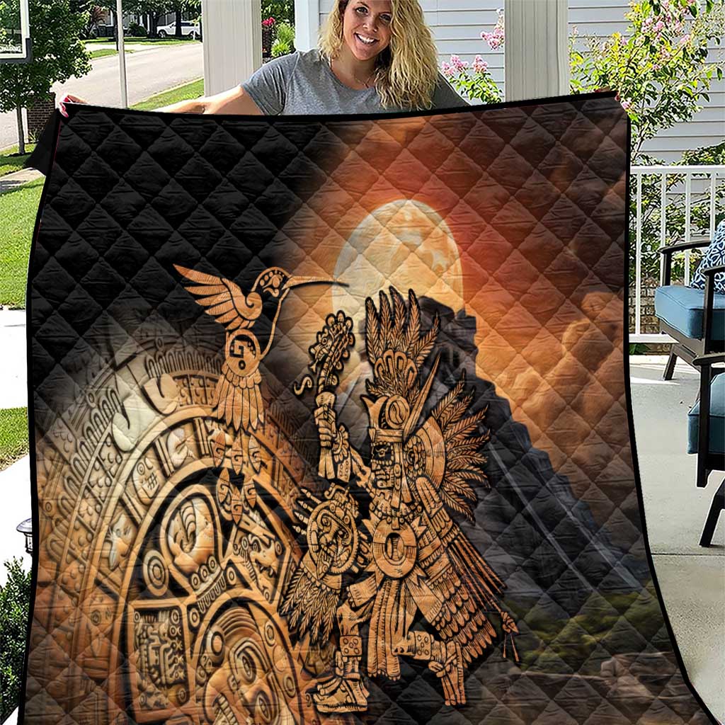 Mexico Warrior Quilt Huitzilopochtli With Aztec Hummingbird - Wonder Print Shop
