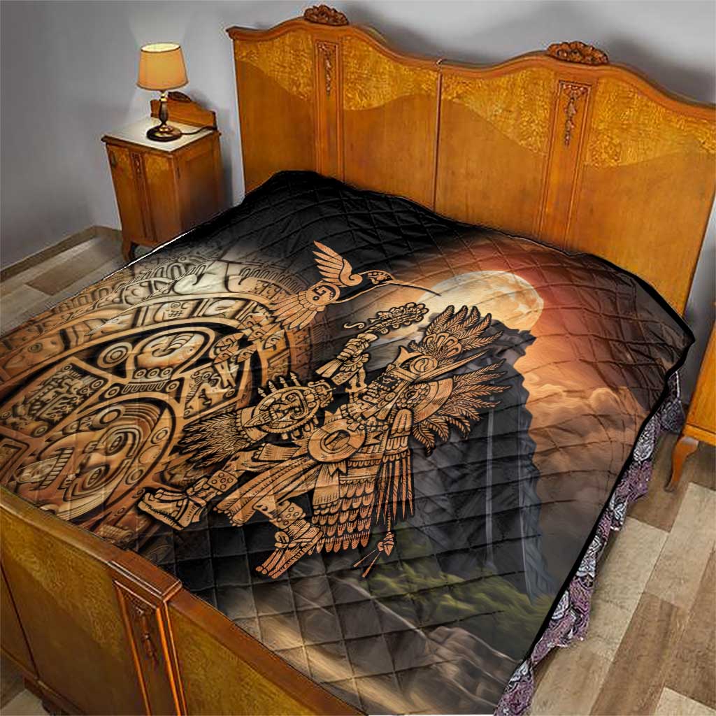 Mexico Warrior Quilt Huitzilopochtli With Aztec Hummingbird - Wonder Print Shop