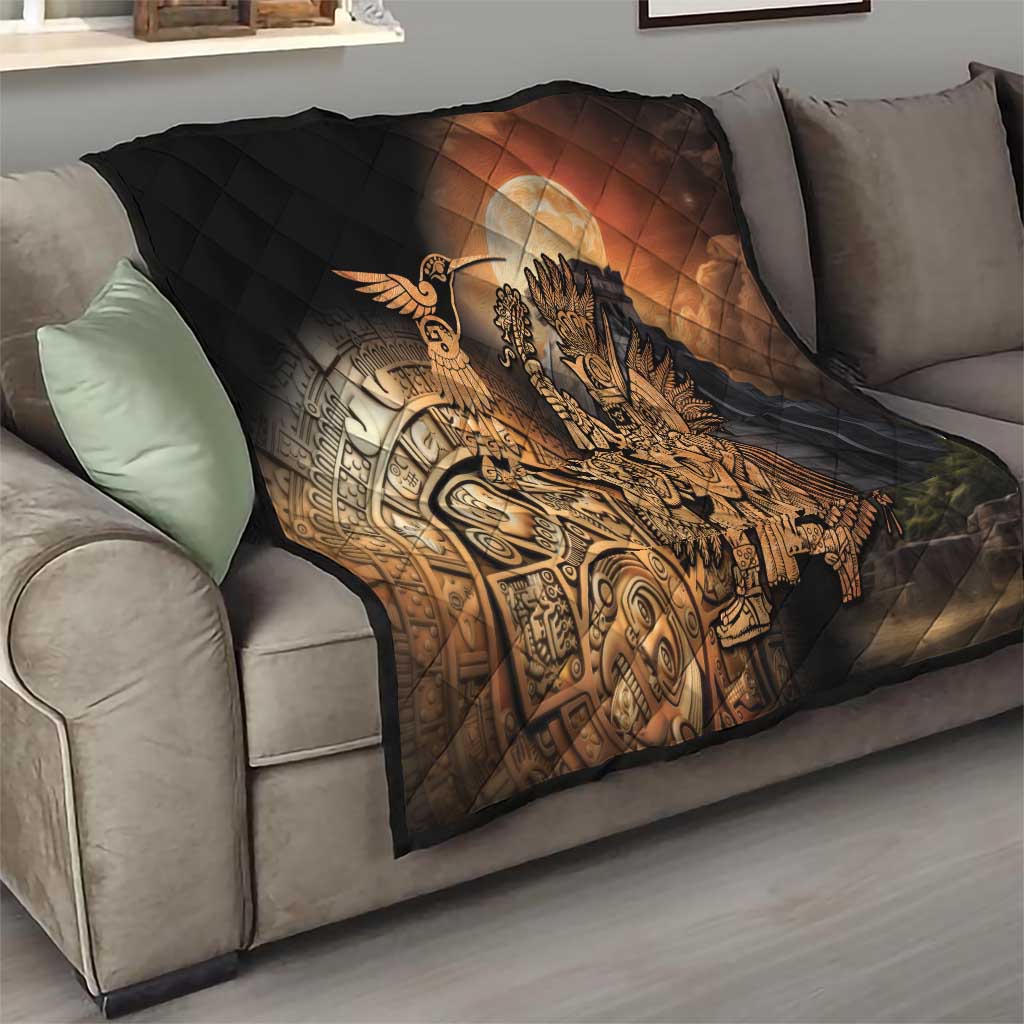 Mexico Warrior Quilt Huitzilopochtli With Aztec Hummingbird - Wonder Print Shop