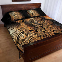 Mexico Warrior Quilt Bed Set Huitzilopochtli With Aztec Hummingbird - Wonder Print Shop