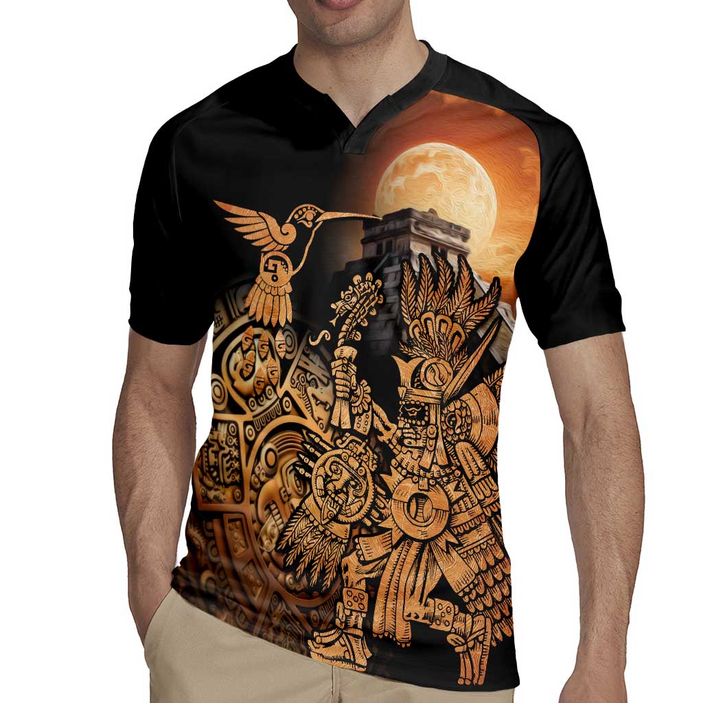 Mexico Warrior Rugby Jersey Huitzilopochtli With Aztec Hummingbird - Wonder Print Shop