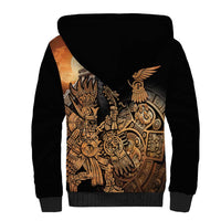 Mexico Warrior Sherpa Hoodie Huitzilopochtli With Aztec Hummingbird - Wonder Print Shop