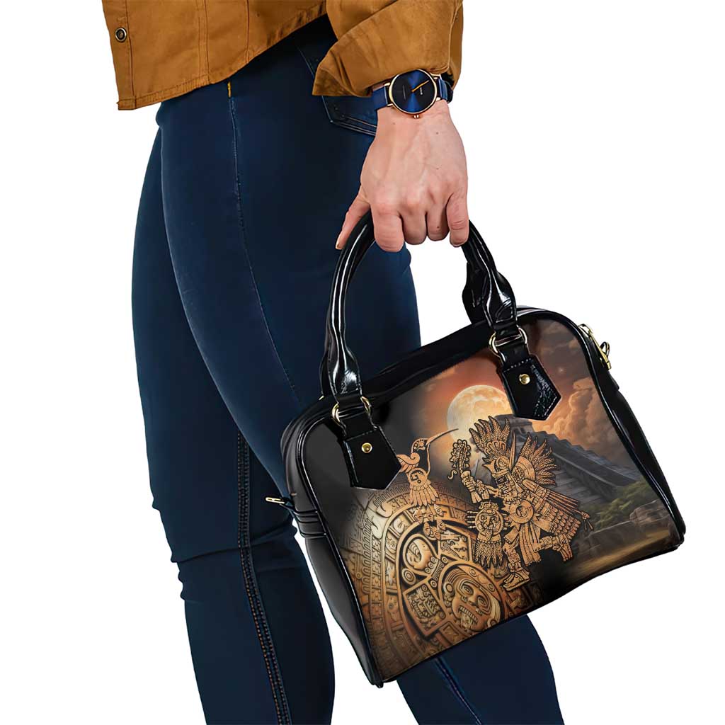 Mexico Warrior Shoulder Handbag Huitzilopochtli With Aztec Hummingbird