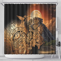 Mexico Warrior Shower Curtain Huitzilopochtli With Aztec Hummingbird