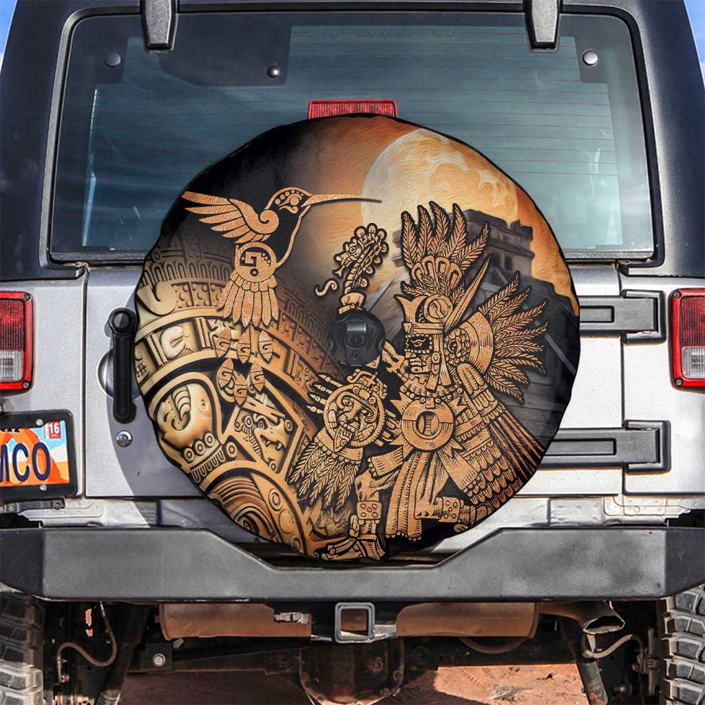 Mexico Warrior Spare Tire Cover Huitzilopochtli With Aztec Hummingbird - Wonder Print Shop