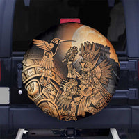Mexico Warrior Spare Tire Cover Huitzilopochtli With Aztec Hummingbird - Wonder Print Shop