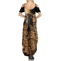 Mexico Warrior Summer Maxi Dress Huitzilopochtli With Aztec Hummingbird - Wonder Print Shop