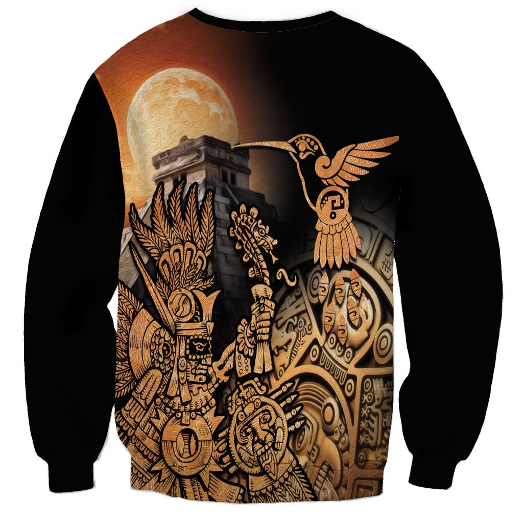 Mexico Warrior Sweatshirt Huitzilopochtli With Aztec Hummingbird - Wonder Print Shop