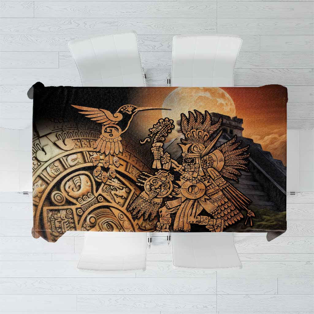 Mexico Warrior Tablecloth Huitzilopochtli With Aztec Hummingbird - Wonder Print Shop