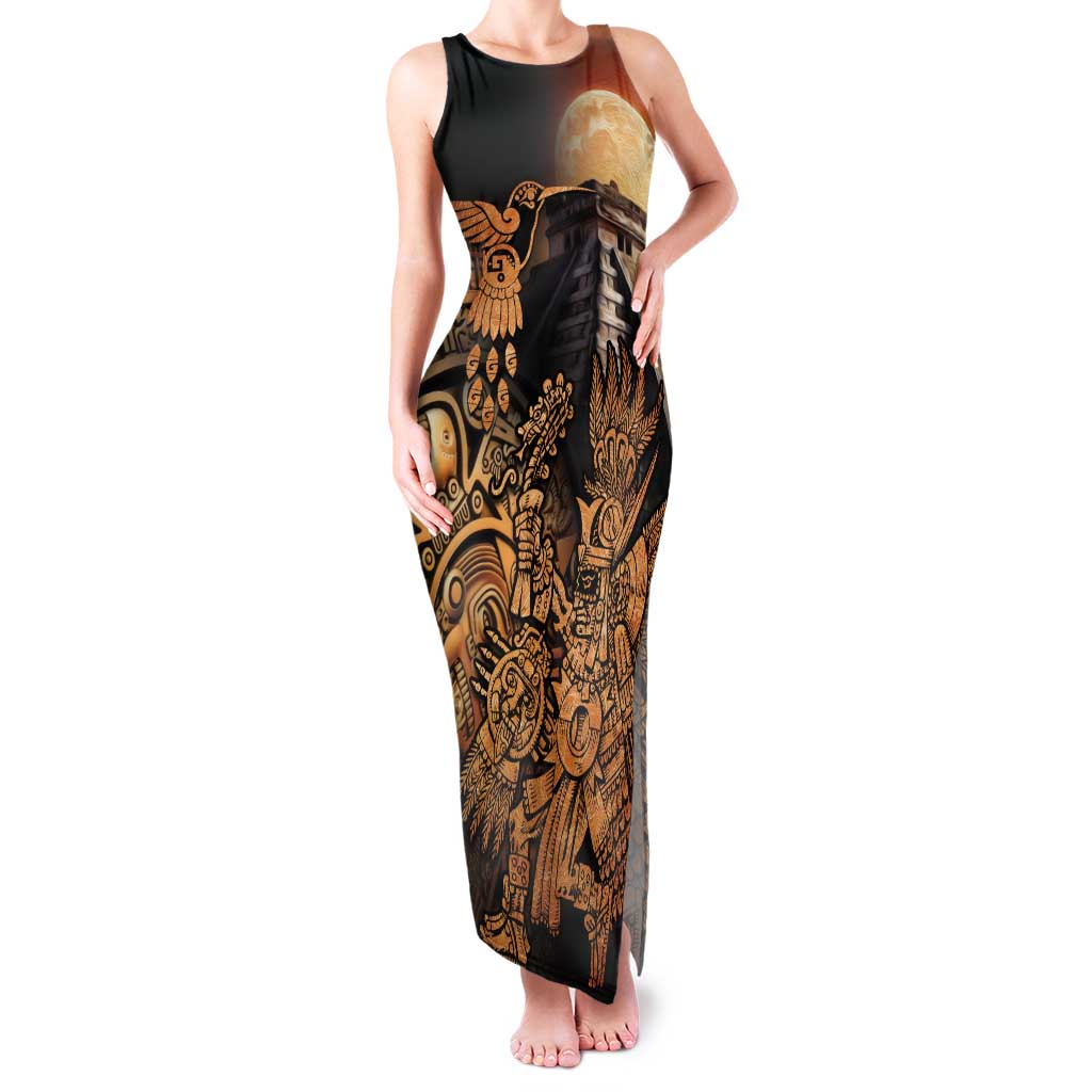 Mexico Warrior Tank Maxi Dress Huitzilopochtli With Aztec Hummingbird - Wonder Print Shop