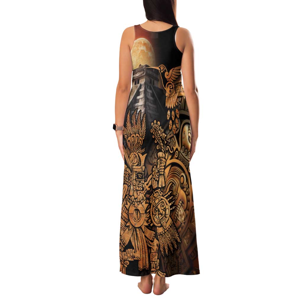 Mexico Warrior Tank Maxi Dress Huitzilopochtli With Aztec Hummingbird - Wonder Print Shop