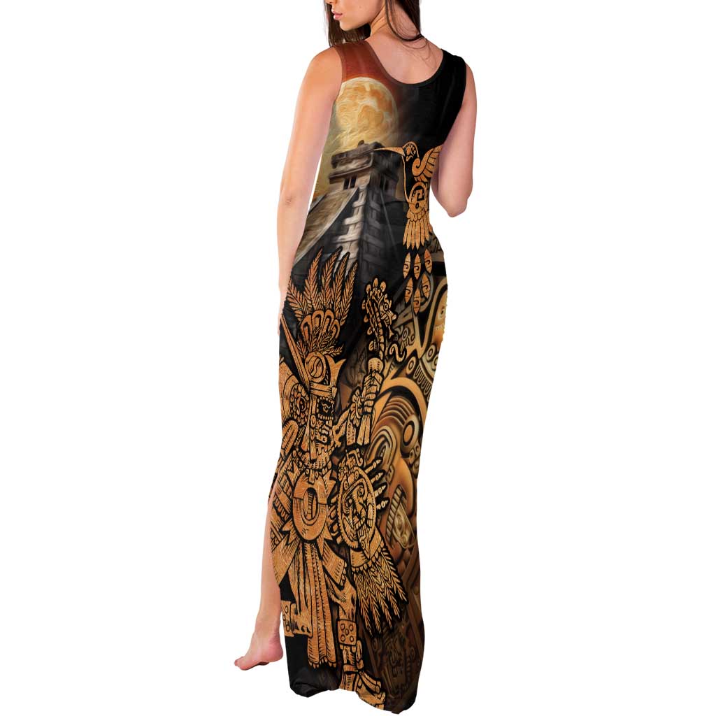 Mexico Warrior Tank Maxi Dress Huitzilopochtli With Aztec Hummingbird - Wonder Print Shop