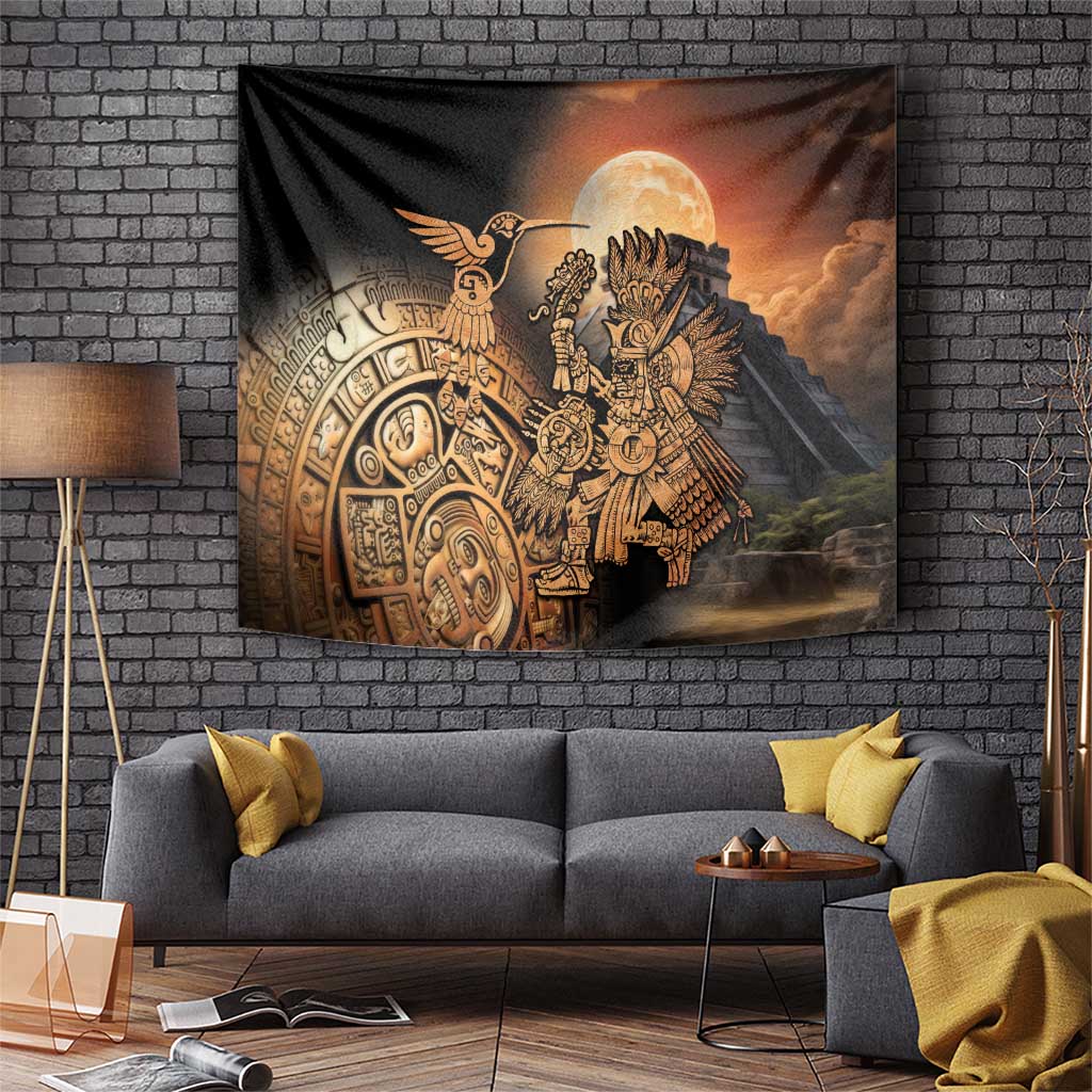 Mexico Warrior Tapestry Huitzilopochtli With Aztec Hummingbird - Wonder Print Shop