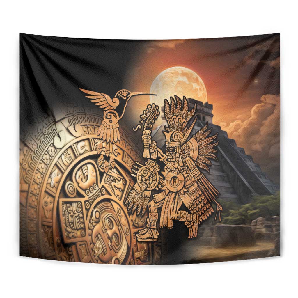 Mexico Warrior Tapestry Huitzilopochtli With Aztec Hummingbird - Wonder Print Shop