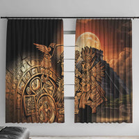 Mexico Warrior Window Curtain Huitzilopochtli With Aztec Hummingbird - Wonder Print Shop