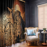 Mexico Warrior Window Curtain Huitzilopochtli With Aztec Hummingbird - Wonder Print Shop