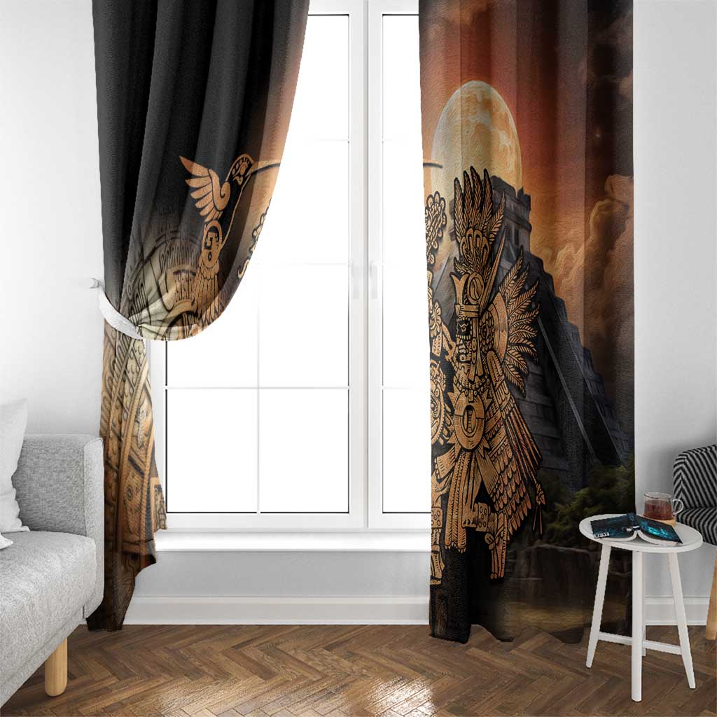 Mexico Warrior Window Curtain Huitzilopochtli With Aztec Hummingbird - Wonder Print Shop