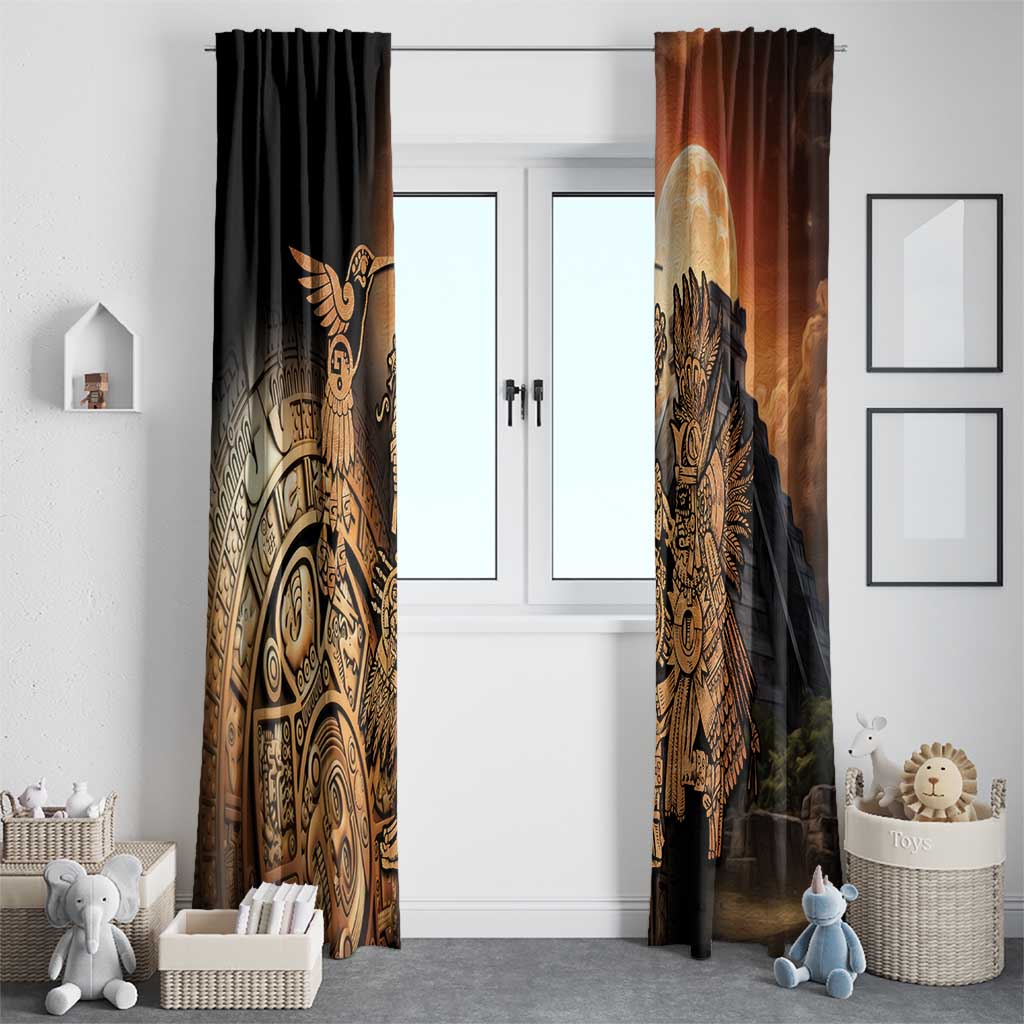 Mexico Warrior Window Curtain Huitzilopochtli With Aztec Hummingbird - Wonder Print Shop
