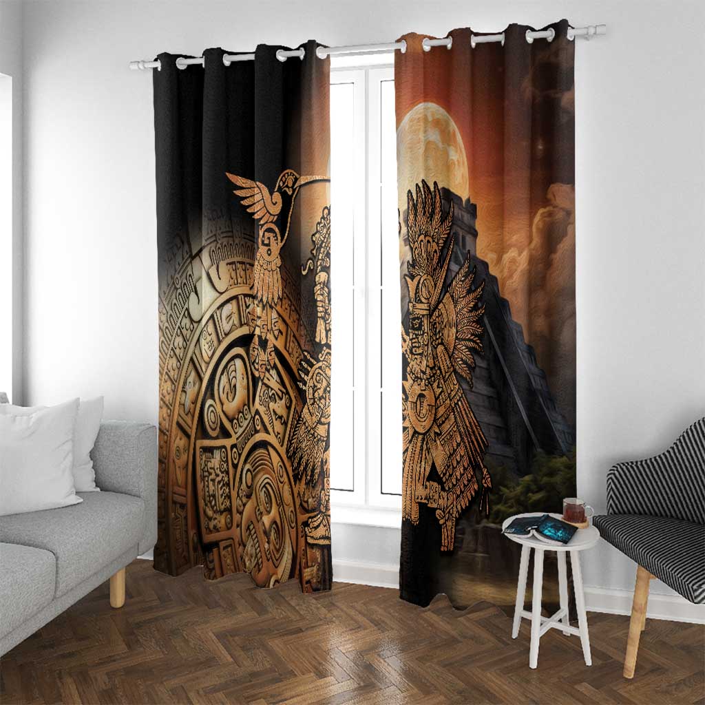 Mexico Warrior Window Curtain Huitzilopochtli With Aztec Hummingbird - Wonder Print Shop