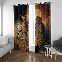 Mexico Warrior Window Curtain Huitzilopochtli With Aztec Hummingbird - Wonder Print Shop