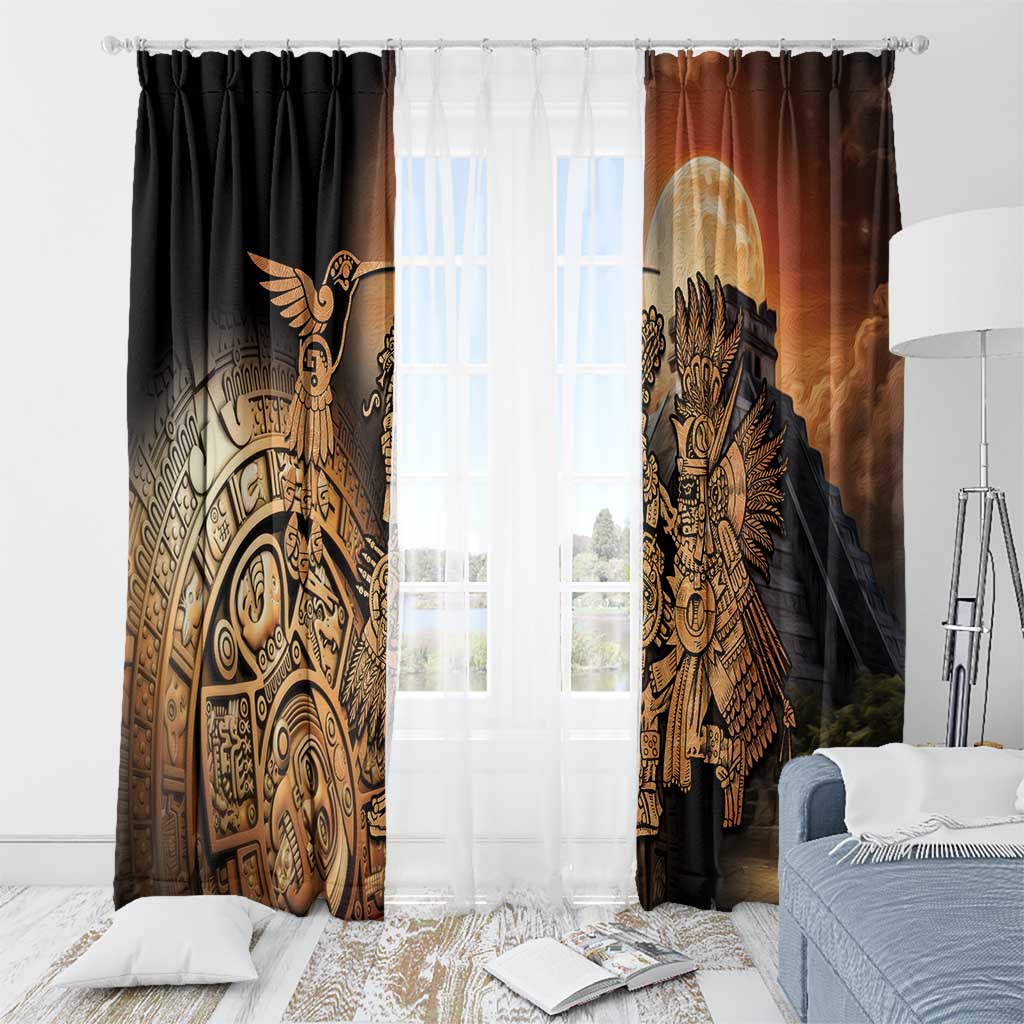 Mexico Warrior Window Curtain Huitzilopochtli With Aztec Hummingbird - Wonder Print Shop