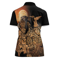 Mexico Warrior Women Polo Shirt Huitzilopochtli With Aztec Hummingbird - Wonder Print Shop
