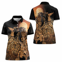 Mexico Warrior Women Polo Shirt Huitzilopochtli With Aztec Hummingbird - Wonder Print Shop