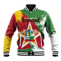 Personalized Suriname Independence Day Baseball Jacket Coat Of Arms - Flag Style - Wonder Print Shop