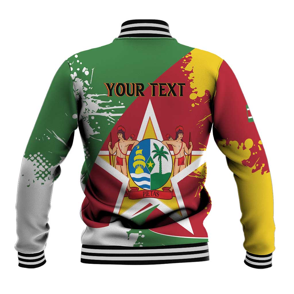 Personalized Suriname Independence Day Baseball Jacket Coat Of Arms - Flag Style - Wonder Print Shop