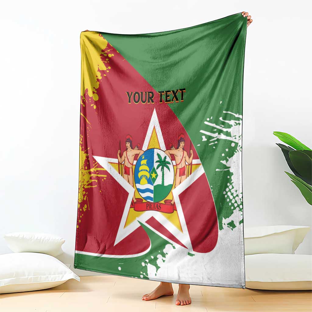 Personalized Suriname Independence Day Blanket Coat Of Arms - Flag Style