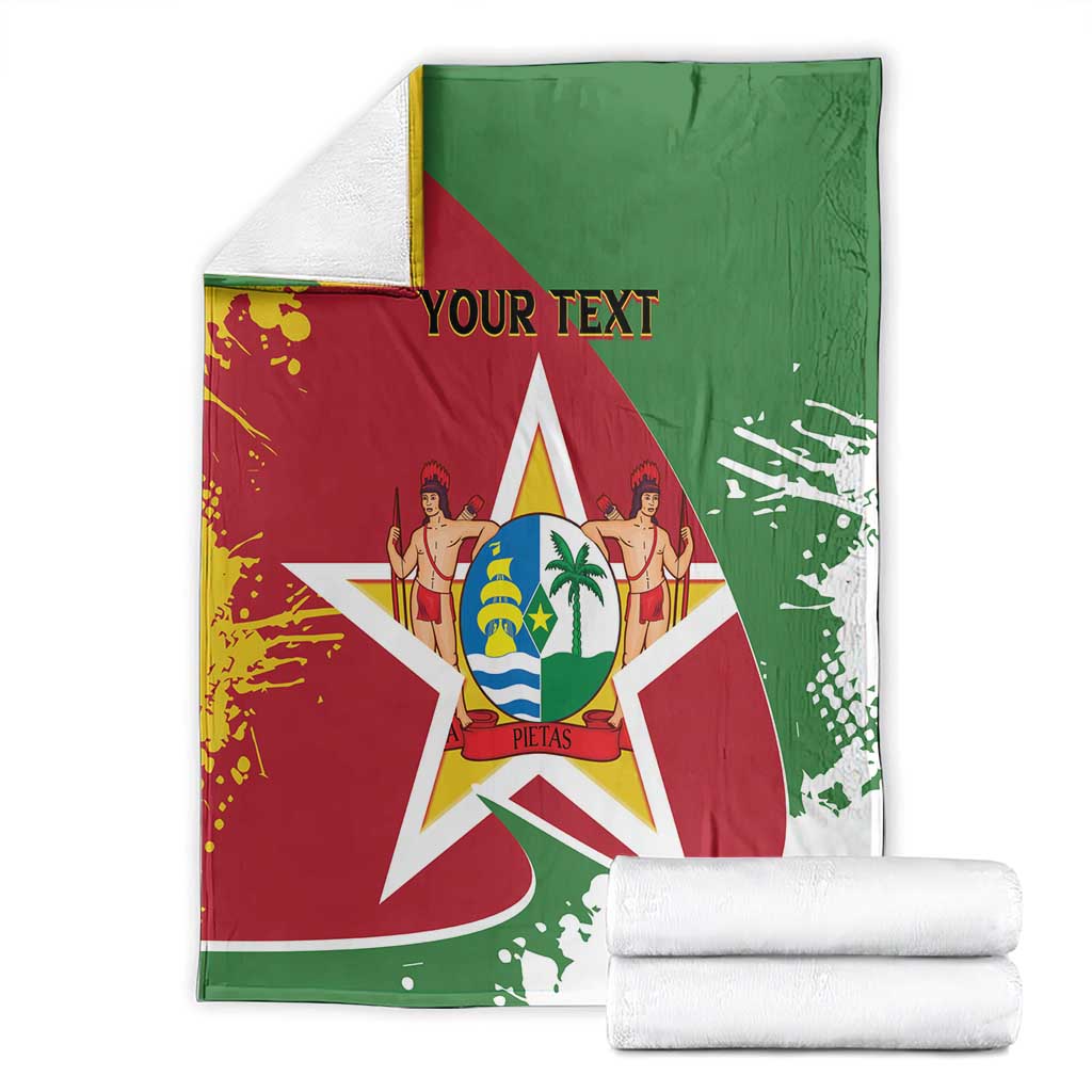 Personalized Suriname Independence Day Blanket Coat Of Arms - Flag Style