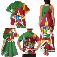 Personalized Suriname Independence Day Family Matching Tank Maxi Dress and Hawaiian Shirt Coat Of Arms - Flag Style - Wonder Print Shop