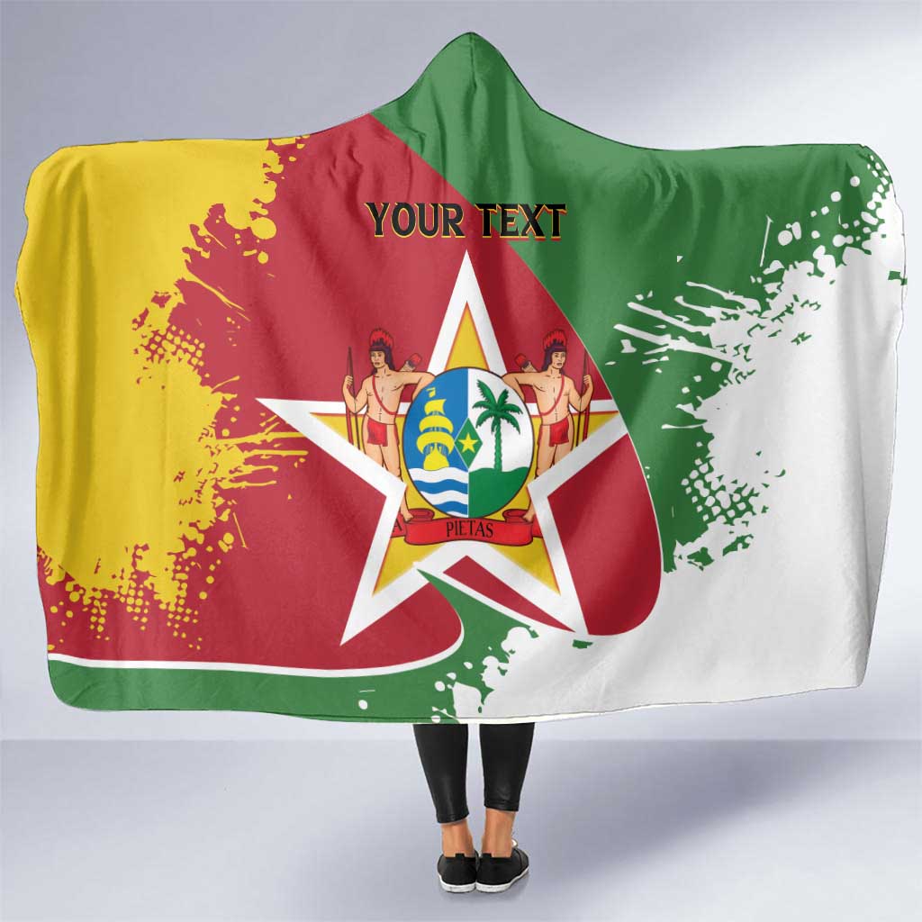 Personalized Suriname Independence Day Hooded Blanket Coat Of Arms - Flag Style