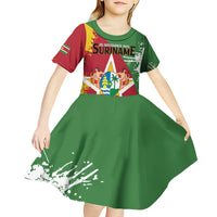 Personalized Suriname Independence Day Kid Short Sleeve Dress Coat Of Arms - Flag Style - Wonder Print Shop