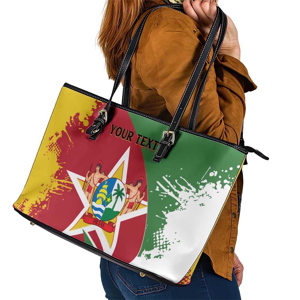 Personalized Suriname Independence Day Leather Tote Bag Coat Of Arms - Flag Style - Wonder Print Shop