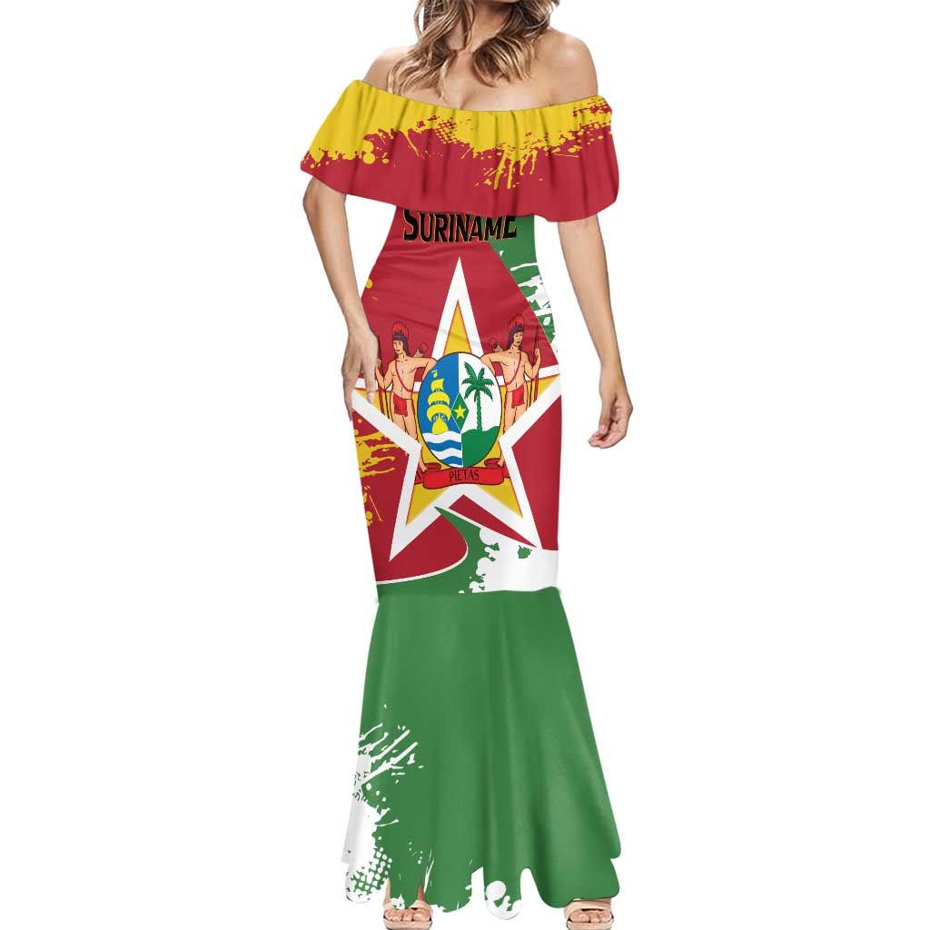 Personalized Suriname Independence Day Mermaid Dress Coat Of Arms - Flag Style - Wonder Print Shop
