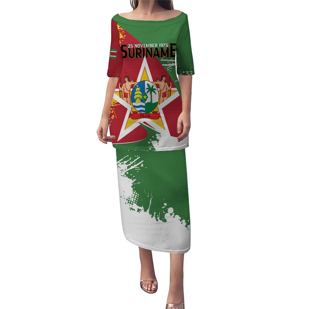 Personalized Suriname Independence Day Puletasi Coat Of Arms - Flag Style - Wonder Print Shop