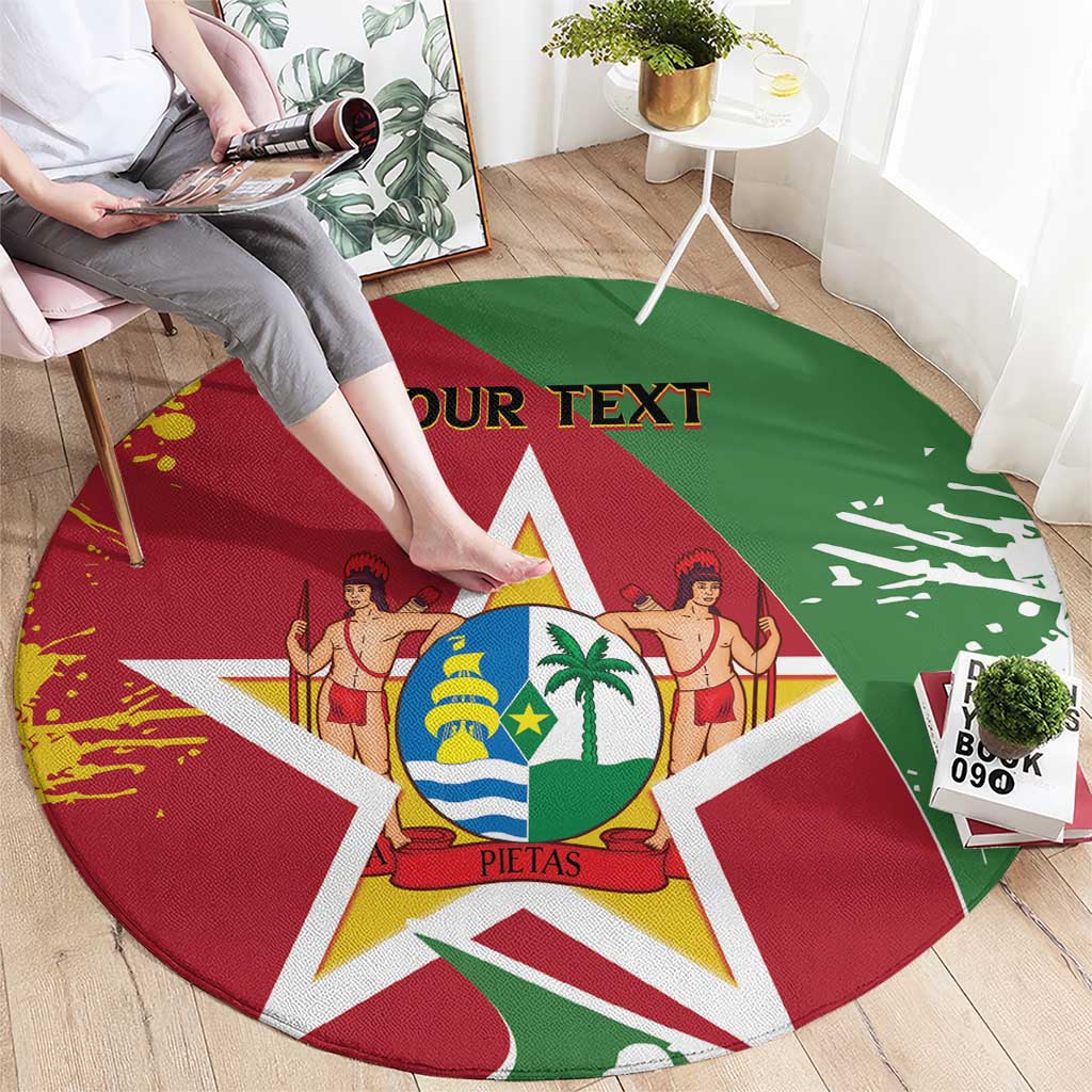 Personalized Suriname Independence Day Round Carpet Coat Of Arms - Flag Style