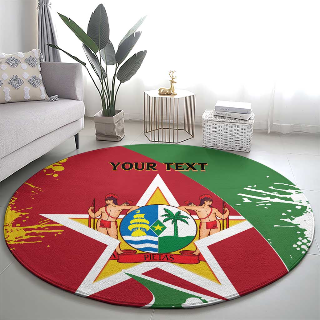 Personalized Suriname Independence Day Round Carpet Coat Of Arms - Flag Style