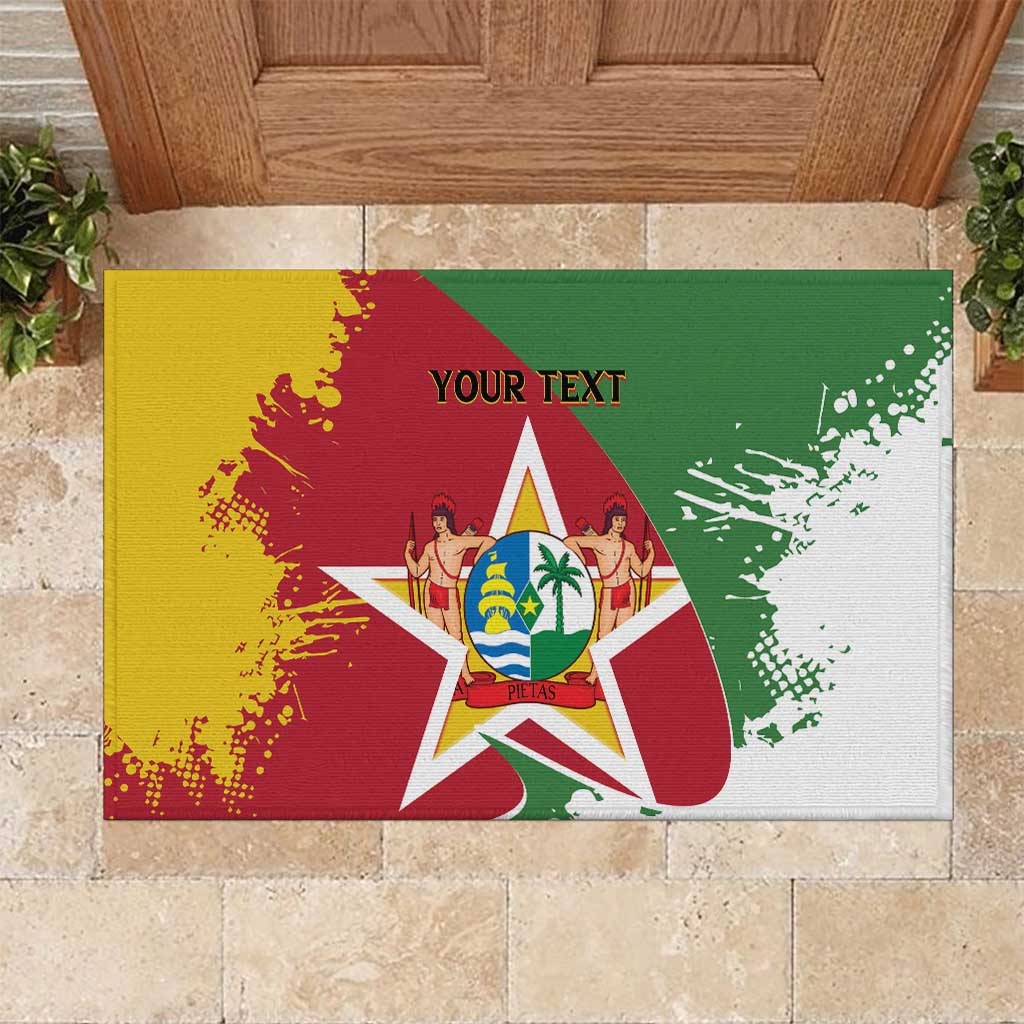 Personalized Suriname Independence Day Rubber Doormat Coat Of Arms - Flag Style - Wonder Print Shop