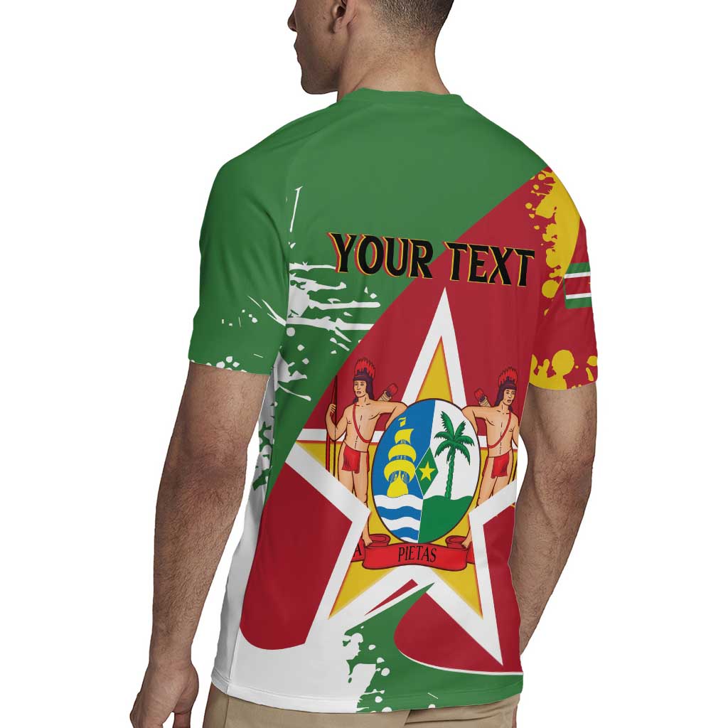 Personalized Suriname Independence Day Rugby Jersey Coat Of Arms - Flag Style - Wonder Print Shop