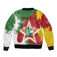 Personalized Suriname Independence Day Sleeve Zip Bomber Jacket Coat Of Arms - Flag Style - Wonder Print Shop