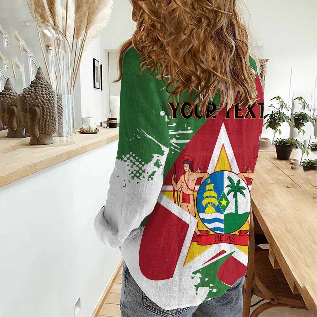 Personalized Suriname Independence Day Women Casual Shirt Coat Of Arms - Flag Style - Wonder Print Shop