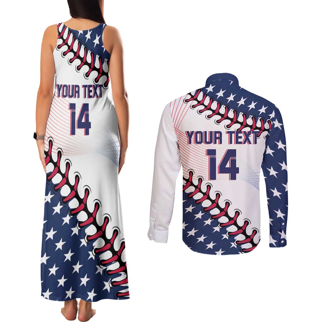 Custom Baseball 2024 USA Couples Matching Tank Maxi Dress and Long Sleeve Button Shirt Go United States - Wonder Print Shop