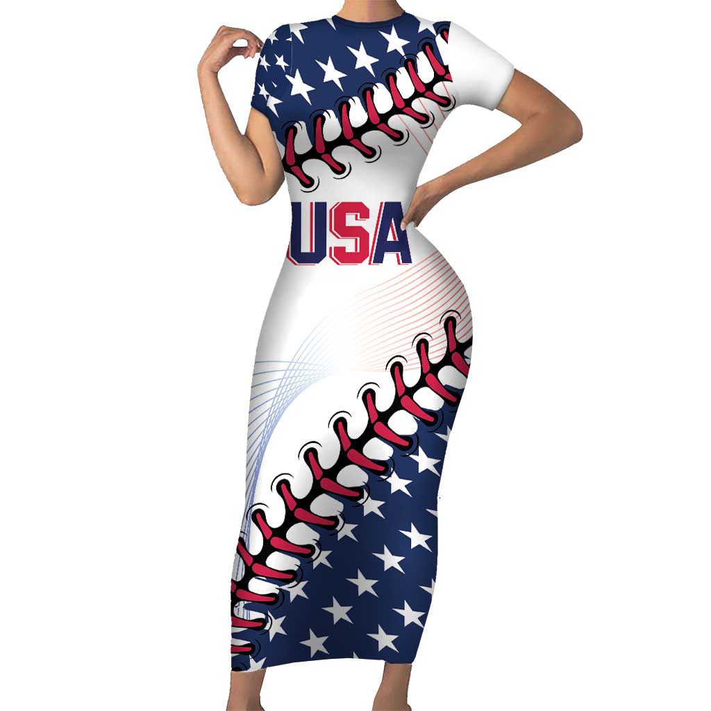 Custom Baseball 2024 USA Family Matching Short Sleeve Bodycon Dress and Hawaiian Shirt Go United States - Wonder Print Shop