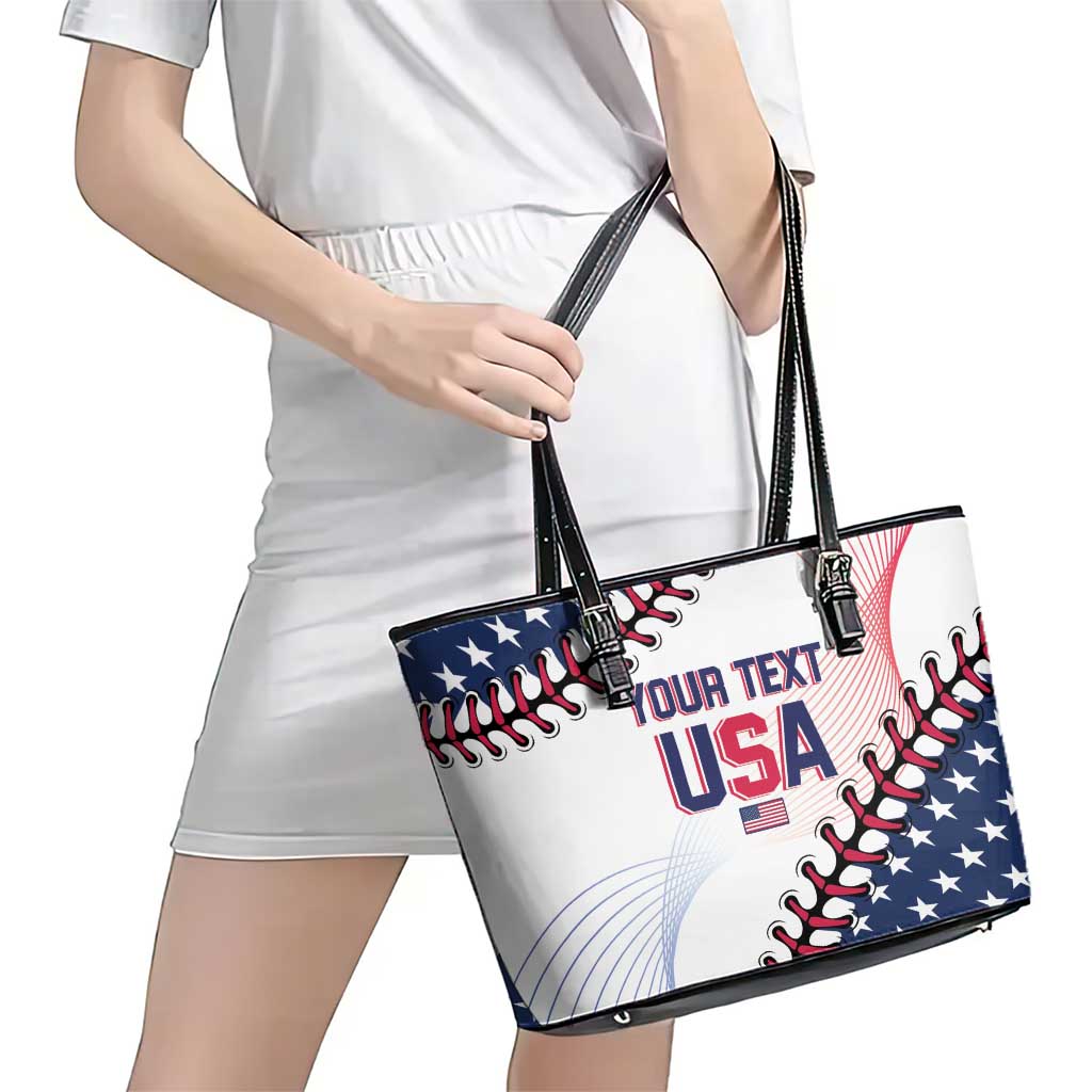 Custom Baseball 2024 USA Leather Tote Bag Go United States - Wonder Print Shop