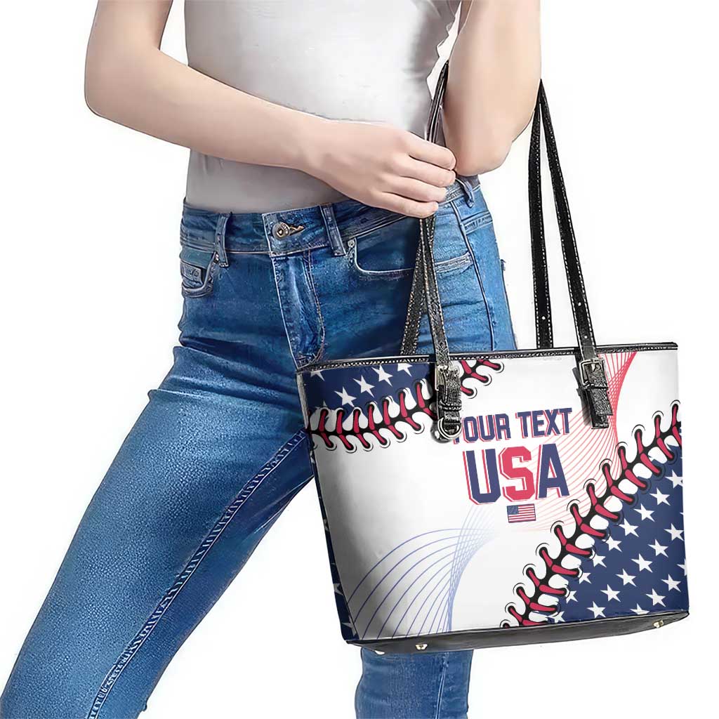 Custom Baseball 2024 USA Leather Tote Bag Go United States - Wonder Print Shop